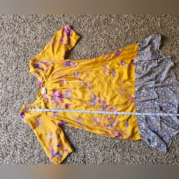 Vanessa Virginia Anthro Maximalist Silk Floral Cottagecore Boho midi dres sz L - Picture 3 of 10